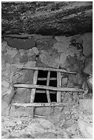 Lattice Window, Jailhouse Ruin. Bears Ears National Monument, Utah, USA ( black and white)