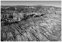 Aerial view of cliffs. Grand Staircase Escalante National Monument, Utah, USA ( black and white)