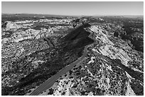 Aerial view of Hogback Ridge. Grand Staircase Escalante National Monument, Utah, USA ( black and white)