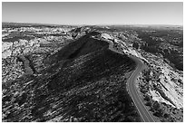 Aerial view of Scenic Byway 12. Grand Staircase Escalante National Monument, Utah, USA ( black and white)