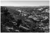 Canyons from Hogback Ridge. Grand Staircase Escalante National Monument, Utah, USA ( black and white)