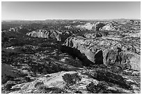 Slickrock and canyons from Hogback Ridge. Grand Staircase Escalante National Monument, Utah, USA ( black and white)