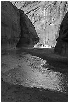 Paria River in Paria Canyon. Grand Staircase Escalante National Monument, Utah, USA ( black and white)