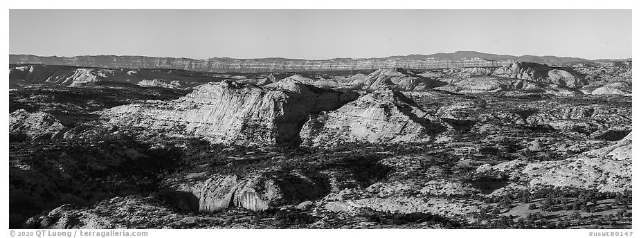 Slickrock domes along Scenic Byway 12. Grand Staircase Escalante National Monument, Utah, USA (black and white)