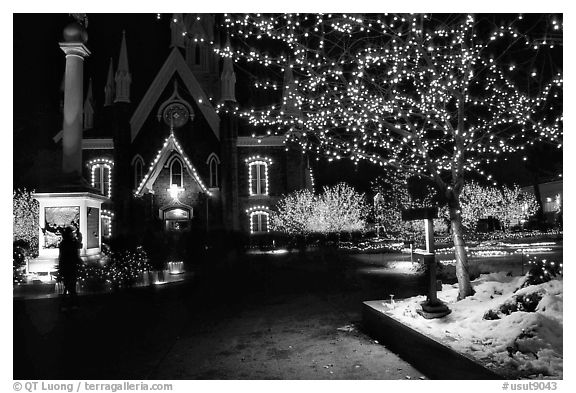 Temple Square with Christmas lights,Salt Lake City. Utah, USA