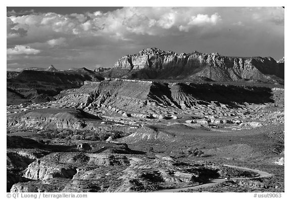 Cliffs near Springdale. Utah, USA (black and white)