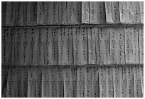 Prayer labels with names written in Chinese characters. Cholon, District 5, Ho Chi Minh City, Vietnam (black and white)