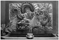 Dragon bas-relief. Cholon, District 5, Ho Chi Minh City, Vietnam ( black and white)