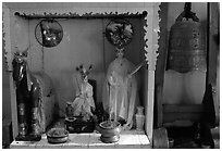 Altar dedicated to historic genies. Cholon, District 5, Ho Chi Minh City, Vietnam (black and white)