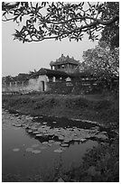Imperial library at dusk, citadel. Hue, Vietnam (black and white)