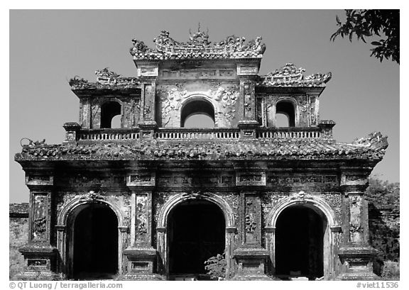 Gate, Hue citadel. Hue, Vietnam (black and white)