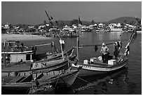 Fishing boats, Duong Dong. Phu Quoc Island, Vietnam ( black and white)