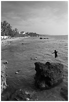 Child jumping in water, Duong Dong. Phu Quoc Island, Vietnam ( black and white)