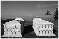 Tombs and sea, Long Beach. Phu Quoc Island, Vietnam (black and white)