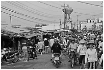 Busy public market, Duong Dong. Phu Quoc Island, Vietnam ( black and white)