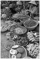 Women selling fruit and vegetables at market, Duong Dong. Phu Quoc Island, Vietnam ( black and white)