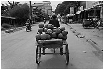 Cyclo carrying coconuts, Duong Dong. Phu Quoc Island, Vietnam (black and white)