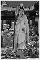 Statue in front of buddhist temple, Duong Dong. Phu Quoc Island, Vietnam ( black and white)