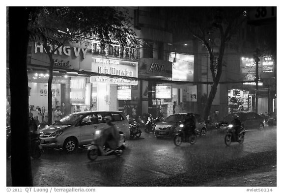 Evening Downpour. Ho Chi Minh City, Vietnam (black and white)