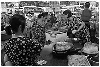 Food stalls, Ben Thanh Market. Ho Chi Minh City, Vietnam ( black and white)