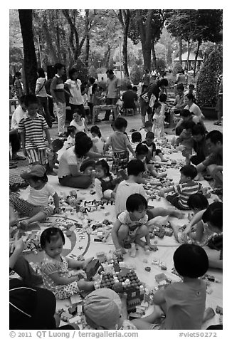 Playgound, Cong Vien Van Hoa Park. Ho Chi Minh City, Vietnam (black and white)