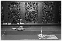 Carved wooden panels Hall of the Ten Hells, Jade Emperor Pagoda, district 3. Ho Chi Minh City, Vietnam ( black and white)