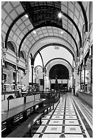 Inside of Central Post office designed by Gustave Eiffel. Ho Chi Minh City, Vietnam (black and white)