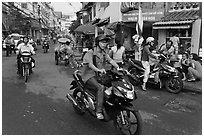 Early morning street scene. Ho Chi Minh City, Vietnam ( black and white)