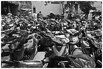Motorcycle parking area. Ho Chi Minh City, Vietnam ( black and white)