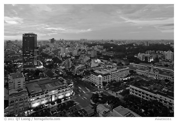 Elevated city view at dusk from Sheraton. Ho Chi Minh City, Vietnam
