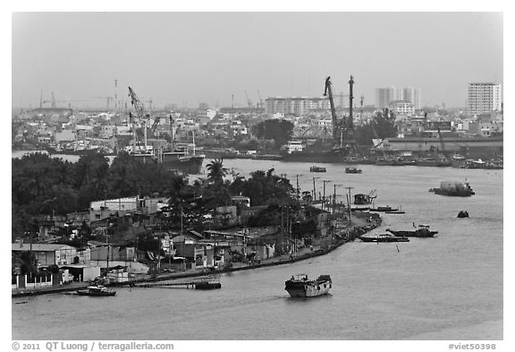 Port of Saigon. Ho Chi Minh City, Vietnam (black and white)