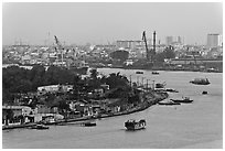 Port of Saigon. Ho Chi Minh City, Vietnam ( black and white)