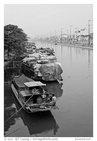 Mariners aboard barges, Saigon Arroyau. Cholon, Ho Chi Minh City, Vietnam