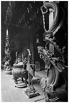 Pillars wrapped in dragons, Ha Chuong Hoi Quan Pagoda. Cholon, District 5, Ho Chi Minh City, Vietnam ( black and white)