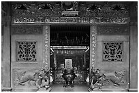 Entrance gate, Ha Chuong Hoi Quan Pagoda. Cholon, District 5, Ho Chi Minh City, Vietnam ( black and white)