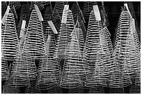 Hanging incense coils, Thien Hau Pagoda, district 5. Cholon, District 5, Ho Chi Minh City, Vietnam ( black and white)