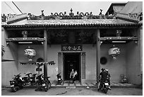 Facade, Tam Son Hoi Quan Pagoda. Cholon, District 5, Ho Chi Minh City, Vietnam ( black and white)