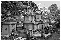 Cemetery, Giac Lam Pagoda, Tan Binh District. Ho Chi Minh City, Vietnam ( black and white)