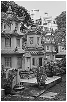 Tombs, Giac Lam Pagoda, Tan Binh District. Ho Chi Minh City, Vietnam (black and white)