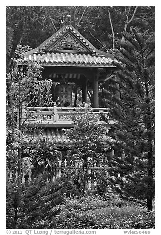 Bell tower, Giac Lam Pagoda, Tan Binh District. Ho Chi Minh City, Vietnam (black and white)