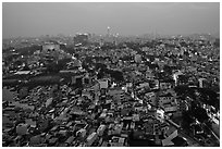 View of Cholon, from above at dusk. Cholon, Ho Chi Minh City, Vietnam ( black and white)