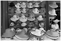 Store selling hats. Ho Chi Minh City, Vietnam (black and white)