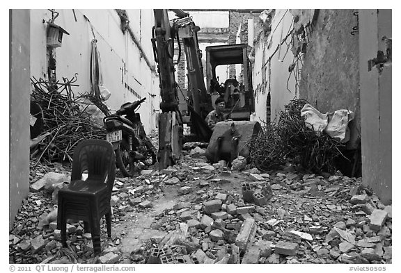 Building demolition works. Ho Chi Minh City, Vietnam