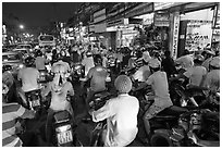 Traffic jam at rush hour. Ho Chi Minh City, Vietnam ( black and white)