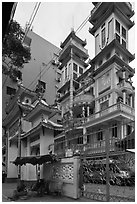 Saigon Caodai temple, district 5. Ho Chi Minh City, Vietnam (black and white)