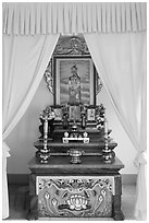 Altar, Saigon Caodai temple, district 5. Ho Chi Minh City, Vietnam ( black and white)