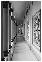 Gallery, Saigon Caodai temple, district 5. Ho Chi Minh City, Vietnam ( black and white)
