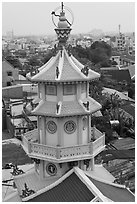 Back tower, Saigon Caodai temple, district 5. Ho Chi Minh City, Vietnam (black and white)