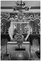 Secondary altar, Saigon Caodai temple, district 5. Ho Chi Minh City, Vietnam ( black and white)