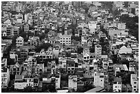 Aerial view of houses. Ho Chi Minh City, Vietnam ( black and white)